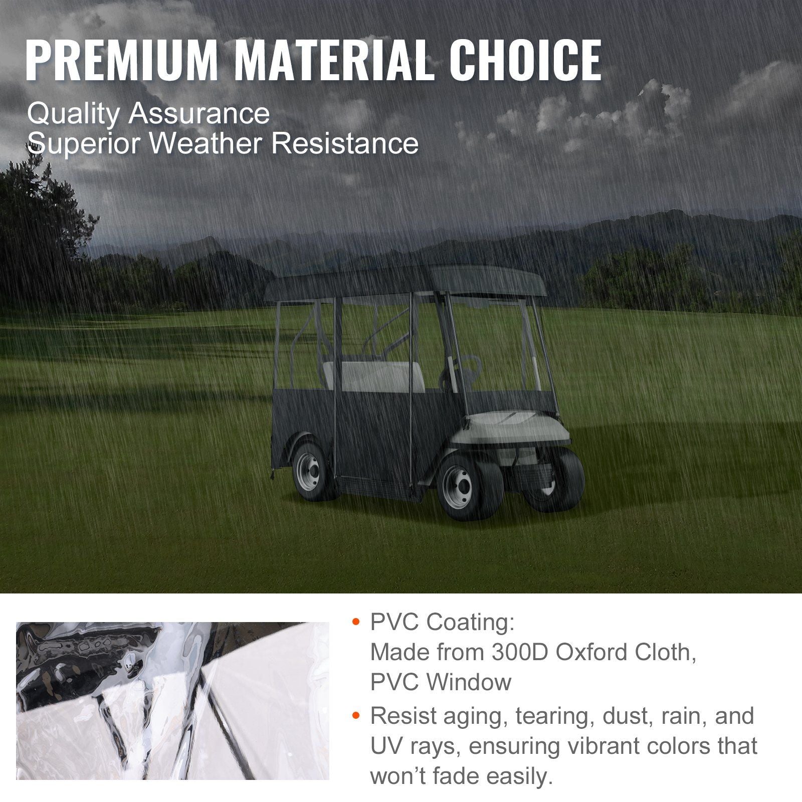 VEVOR Golf Cart Enclosure, 4-Person Golf Cart Cover, 4-Sided Fairway Deluxe, 300D Waterproof Driving Enclosure with Transparent Windows, Fit for EZGO, Club Car, Yamaha Cart (Roof Up to 78.7''L) - JM Variety Store